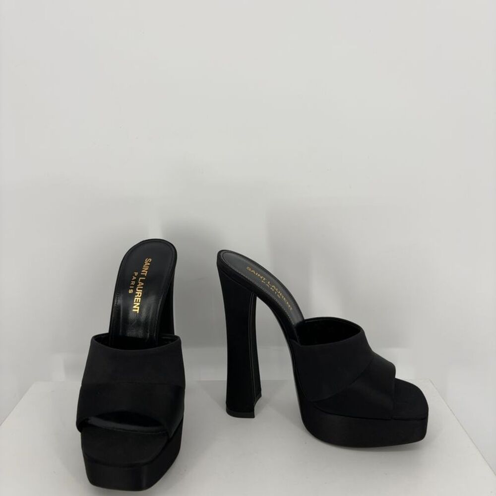 Saint Laurent Women's Boogie Platform Mules in Satin Crepe